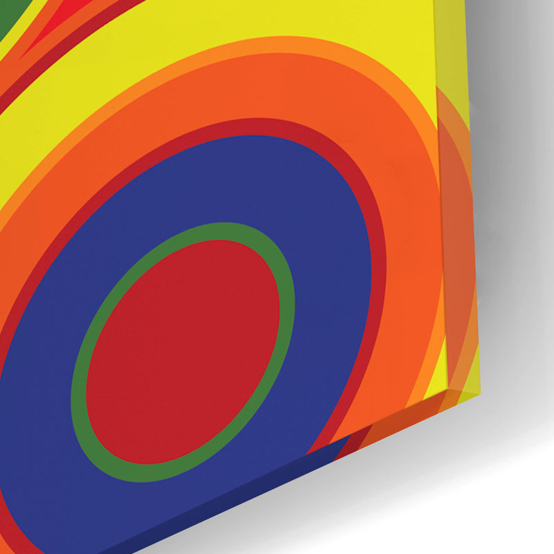 «Circles Abstract On Red» par Ron Magnes, H 12 po x l 16 po