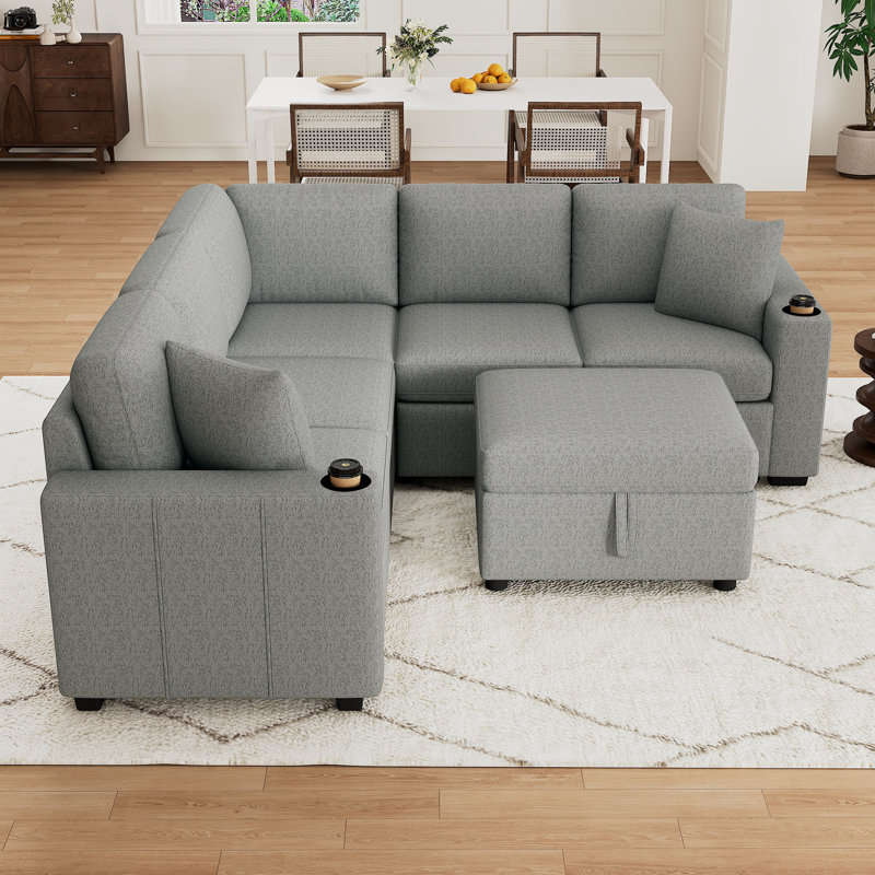 Canapé d'angle convertible moderne en lit gigogne, canapé en L ou en U avec pouf de rangement amovible, idéal pour le salon, la chambre, l'appartement et les petits espaces.