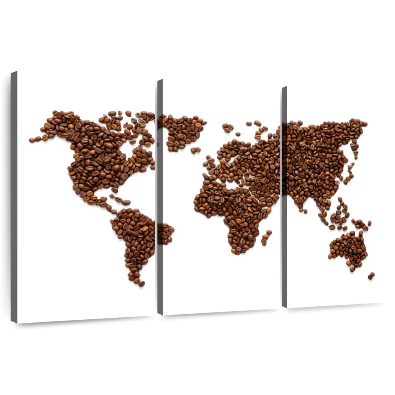Carte du monde des grains de café Aliaz, H 42 po x l 65 po