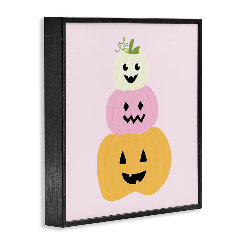 «Jack-o-Lanterns» pastel, giclée encadrée, design par Sazerelli Designs, Giclée encadrée noir minuit, H 12 po x l 12 po