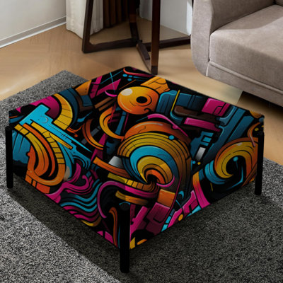 Poupart Neon Graffiti Fusion - Grand repose-pieds carré géométrique