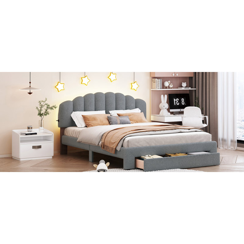 Lit plateforme tapissier Teddy