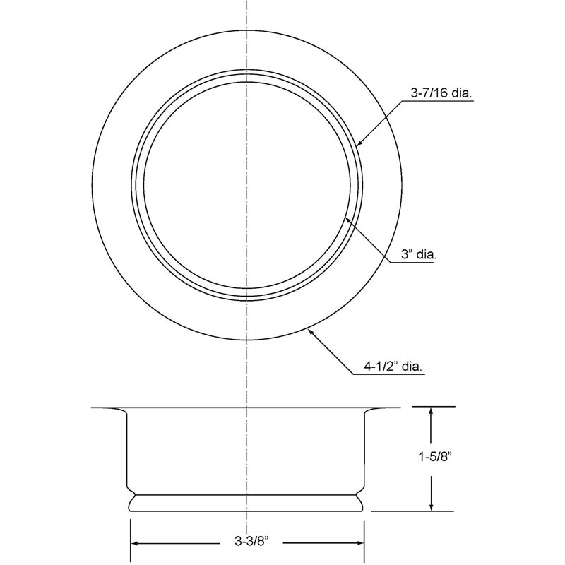 4-1/4" Standard Kitchen Sink Waste Disposal Flange, Cuivre antique