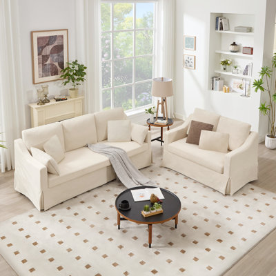 2-Piece Farmhouse Slipcovered Sofa Set