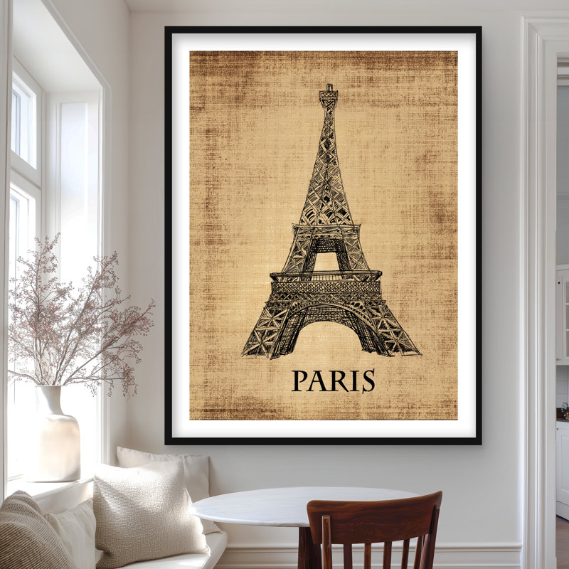 Eiffel Tower Illustration - Framed Matted Print | Home Decor