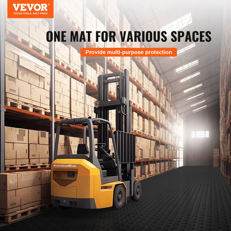 VEVOR 12'' W x 12'' L Garage Flooring Tiles, Black