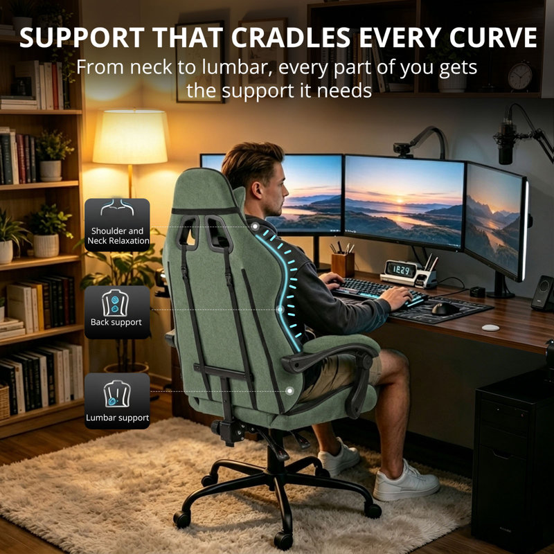 Submi PC & Racing Game Chair, GREEN BLACK