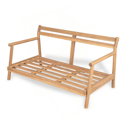 Patio Acacia Wood Loveset Sofa With Water-Resistant Cushion