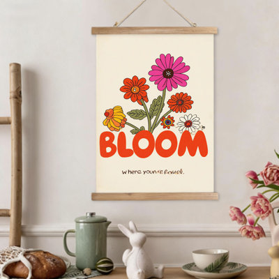 Bloom, plante pluviale suspendue, art mural en bois, l 16 po x L 24 po