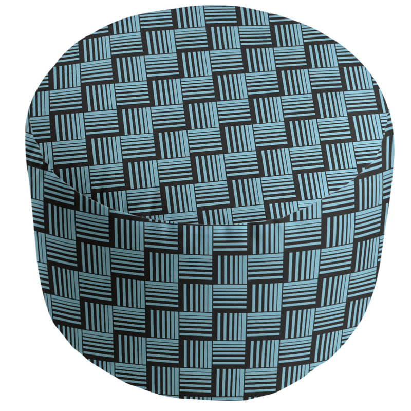 Upholstered Pouf, Teal/Black