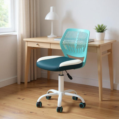 Chaise de bureau pivotante à hauteur réglable bleu sarcelle et turquoise Aqua