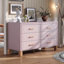 Commode 47,24 po avec 6 tiroirs, poignées en métal et pieds en bois-539812621