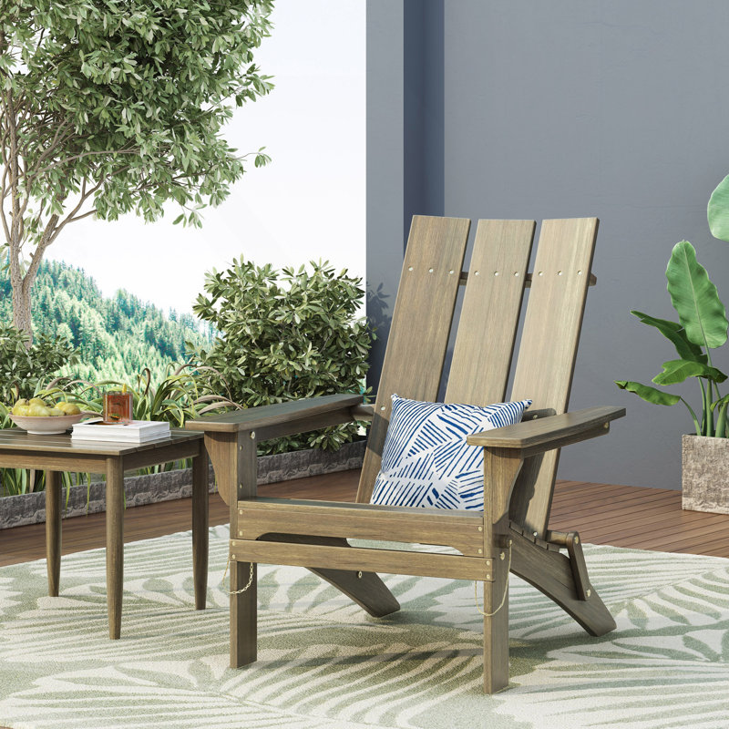 Chaise Adirondack pliable de style rustique, chaise de patio, Gris