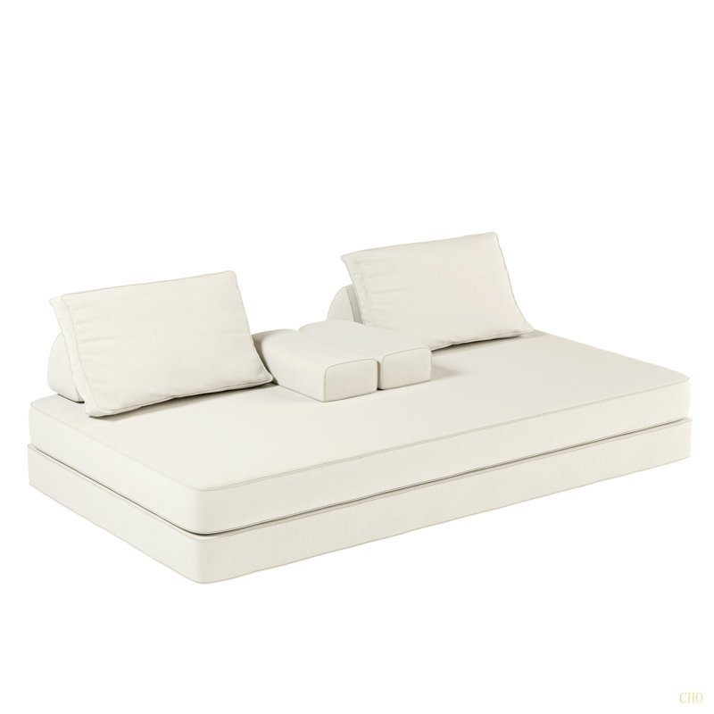 Canapé-lit convertible multifonctionnel de 86,6 po avec 2 dossiers amovibles et 2 coussins, canapé moelleux en chenille, méridienne, manette de jeu, canapé rembourré moderne bricolage, canapé de siège profond pour salon, bureau
