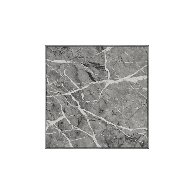 Machine Washable Gray Area Rug, Square 4'