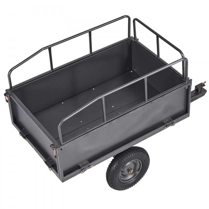 Steel Dump Cart 10 Cu. Ft 500LB for ATV/UTV Trailer Tow Behind Heavy Duty, 78cm H x 169cm W x 76cm D