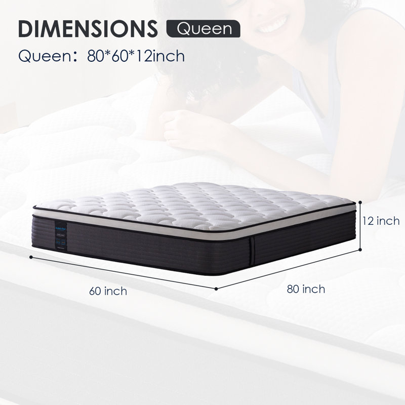 Meith 12" Plush Memory Foam Hybrid Mattress in a Box, OEKO-TEX® Certified, Queen, 12"