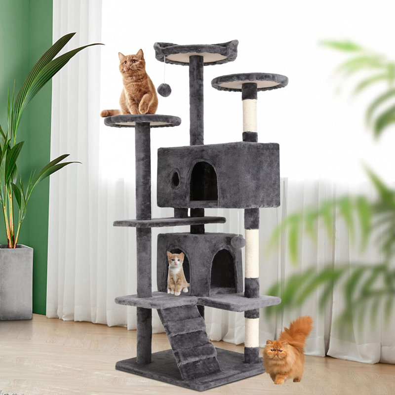 Tour pour arbre à chat Derrell, Gris clair, H 54 po x l 20 po x P 20 po