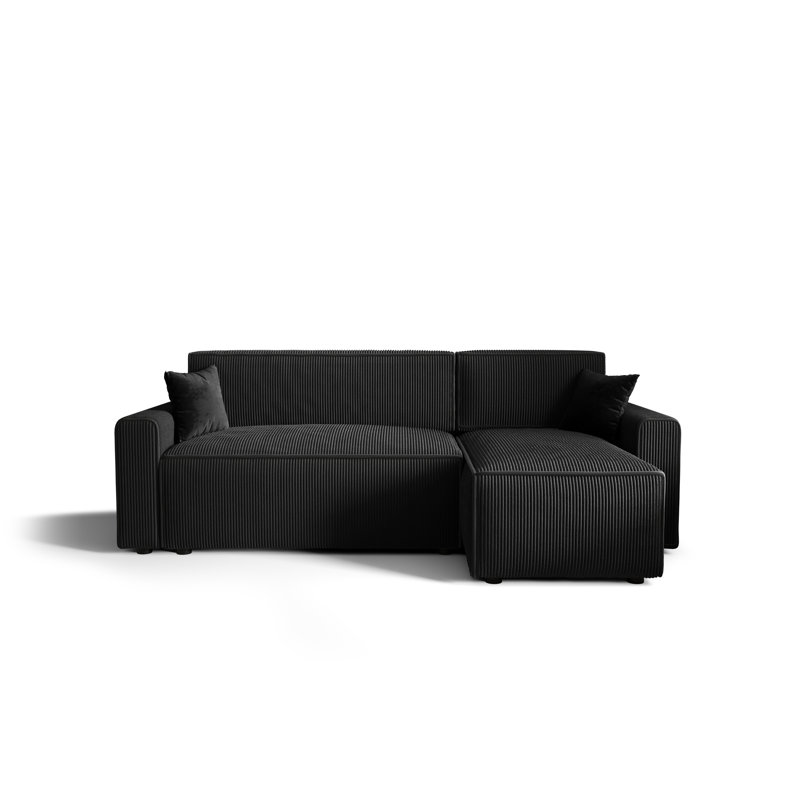 Bodyn 3 Seater Corner Sofa , Black, Right -sided