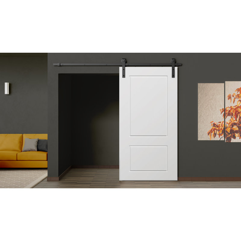 Cascade White 2-Panel Wood Barn Door with Hardware Kit