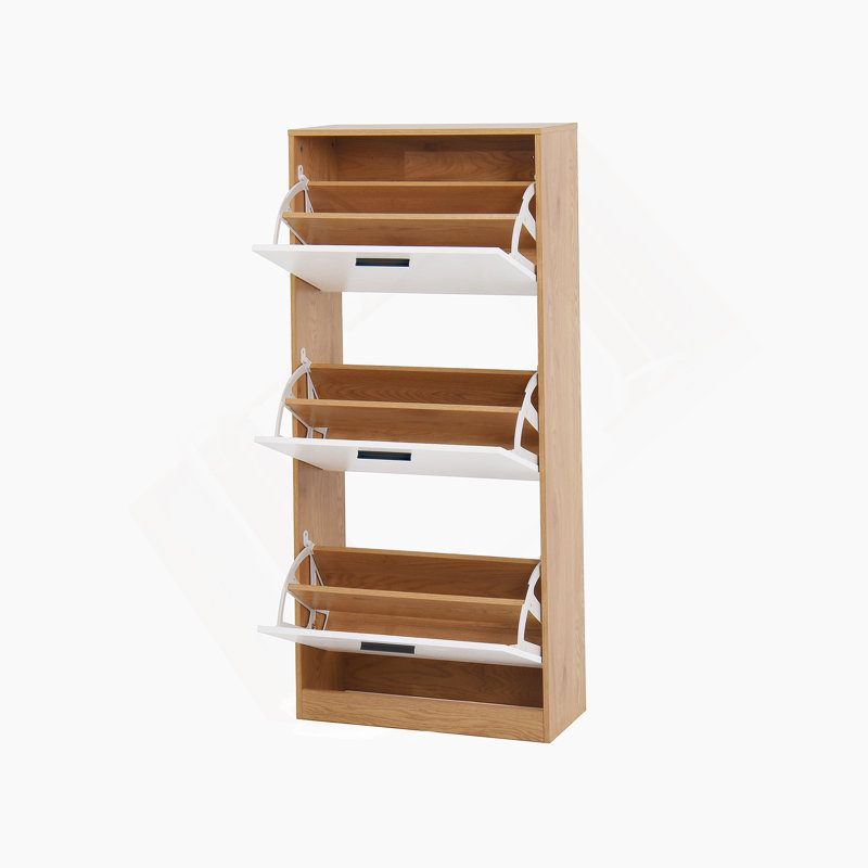 Armoire à chaussures avec 3 tiroirs rabattables, rangement autoportant pour le vestibule, étagère à chaussures étroite