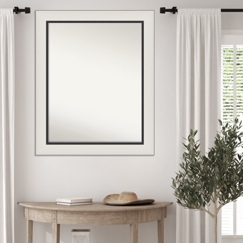 Ellie Non-Beveled Framed Wall Mirror, 27.5" x 33.5", Silver Black