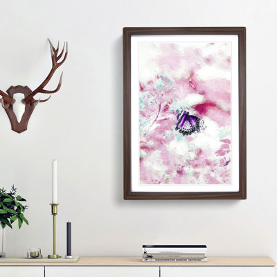 A Butterfly upon a Flower in Abstract - Picture Frame Painting Print on Paper