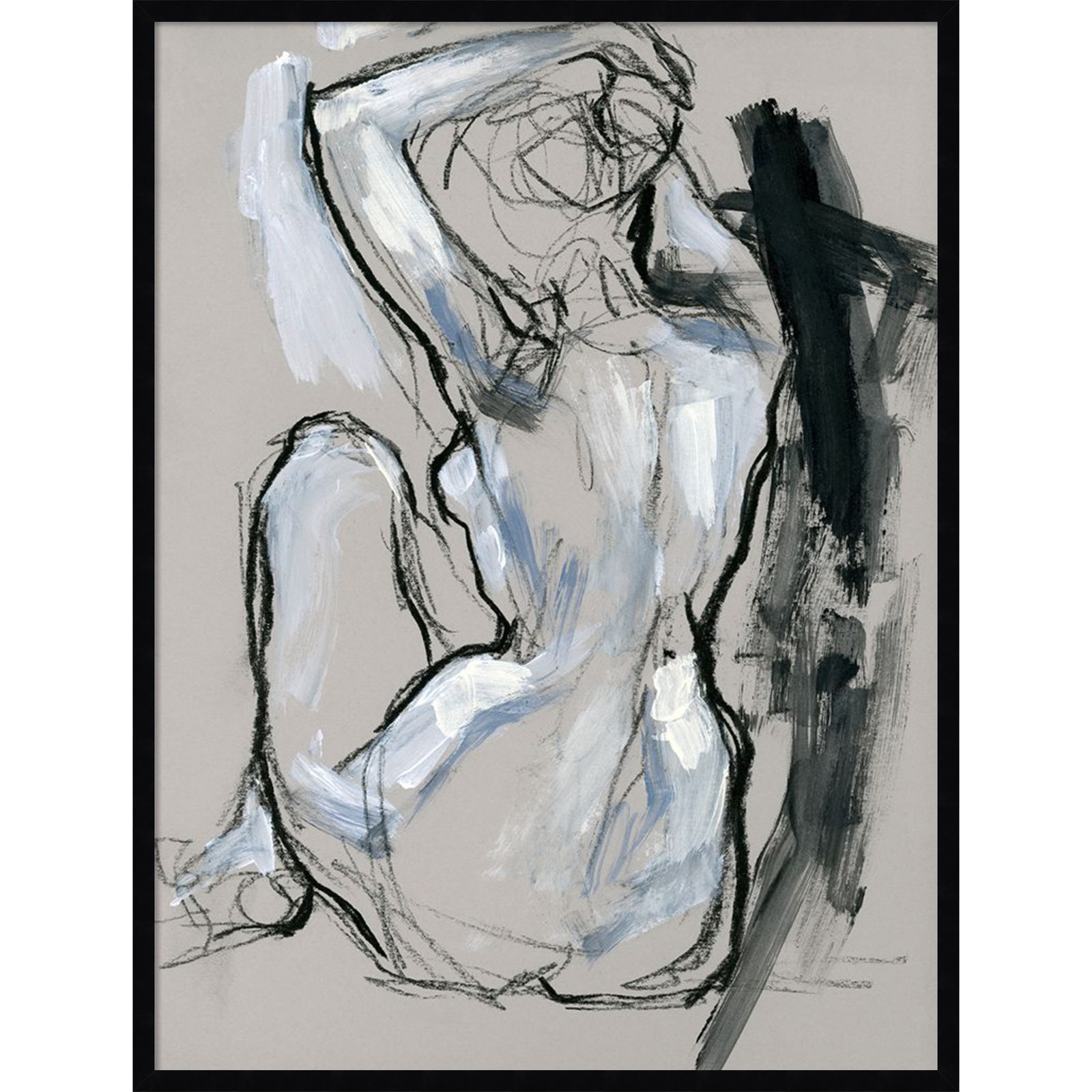 Onyx Gestures I Print, Black, 41" H x 31" W