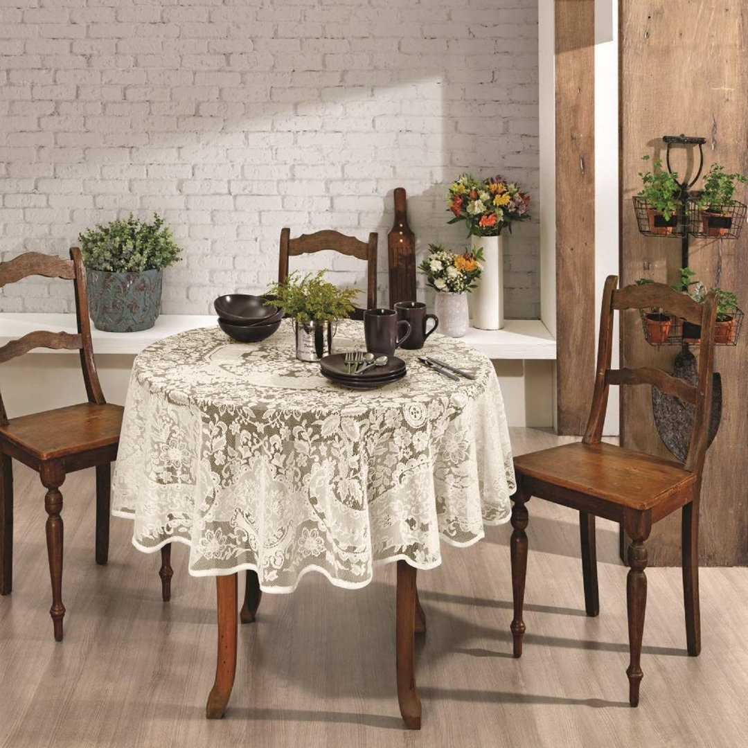 60 inch Round Lace Tablecloth with Floral Design One Allium Way® 