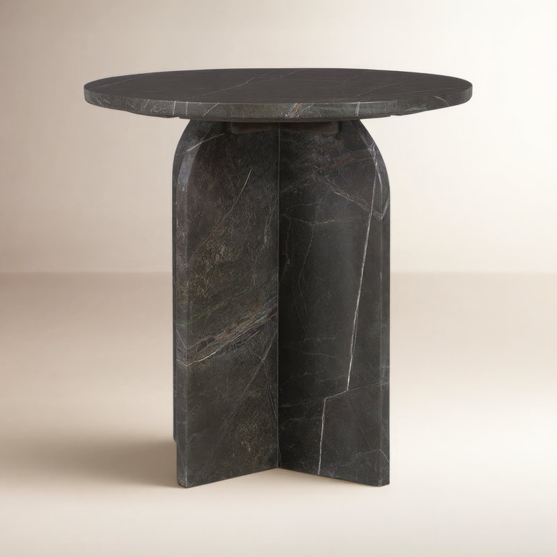 Reilly Marble Top End Table, Dark Green