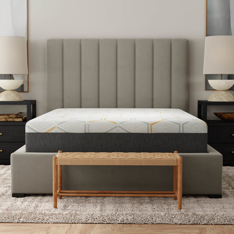Matelas King en mousse à mémoire de forme rafraîchissante au gel de cuivre de 30 cm (12 po) avec tête fendue - Soutien des bords et base aérée - Gris respirant - 203 cm x 193 cm (80 po x 76 po)