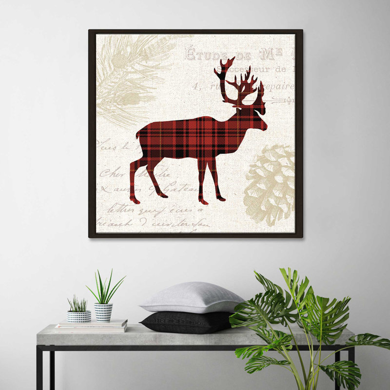 «Plaid Lodge I», impression sur toile, H 31,5 po x l 31,5 po x P 2 po, Cadre flottant espresso