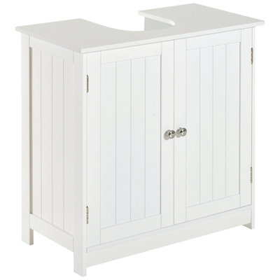Meuble-lavabo de salle de bain blanc à piédestal blanc de 24 po | Conception contemporaine pour la fabrication d'armoires peu encombrantes - fabrication de tablettes réglables