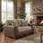 Roundhill Furniture Marvella 2-Piece Living Room Sofa and Loveseat Set, Chocolate Faux Leather Upholstery and Curly Shearling Cushions
