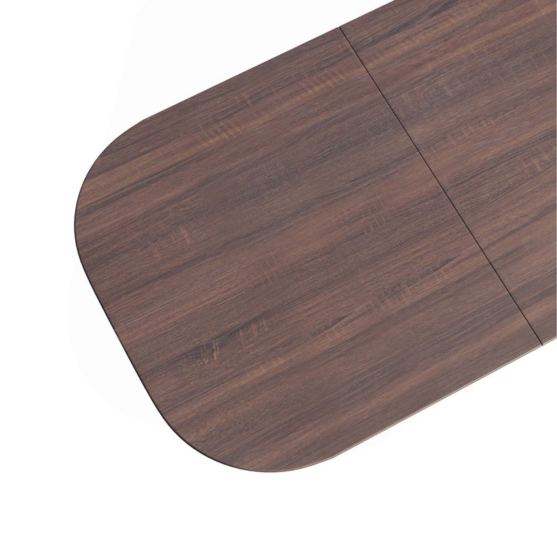 Table de salle à manger Chiho avec plateau épais et pieds à rayures verticales, Brun