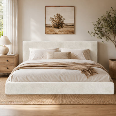 Soft glutinous white frameless headboard and bed rail, 8.7-inch thick cloud sponge cushion, bouncy and comfy, bed rail sold separately, bed frame not included