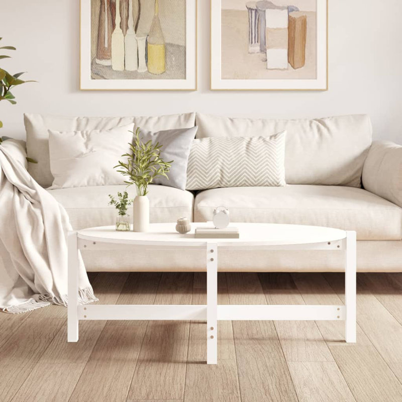 Wroblewski Solid Wood Four Leg Coffee Table, 45cm H x 118cm W x 63cm D, White