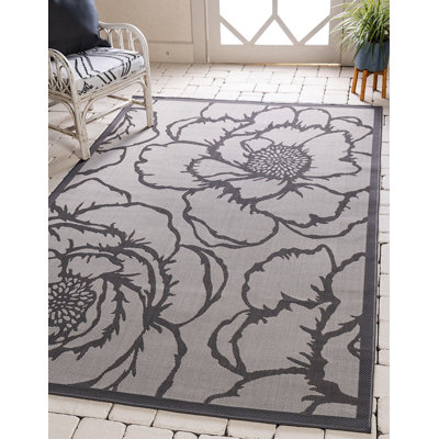 Tapis pour véranda d'extérieur gris pétale