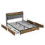 Full Size Bed Frame, Storage Headboard With Charging Station And 4 Storage Drawers,LED Lights , Brown And And Grey-624781144