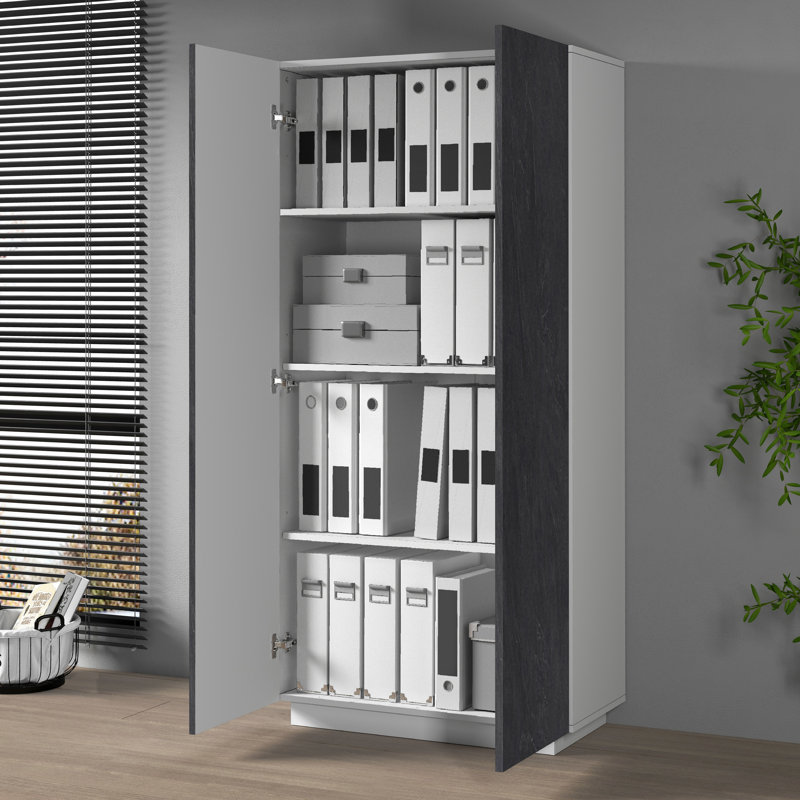 EASY 2 -Door 3 -Shelf Storage Cabinet, Black/White