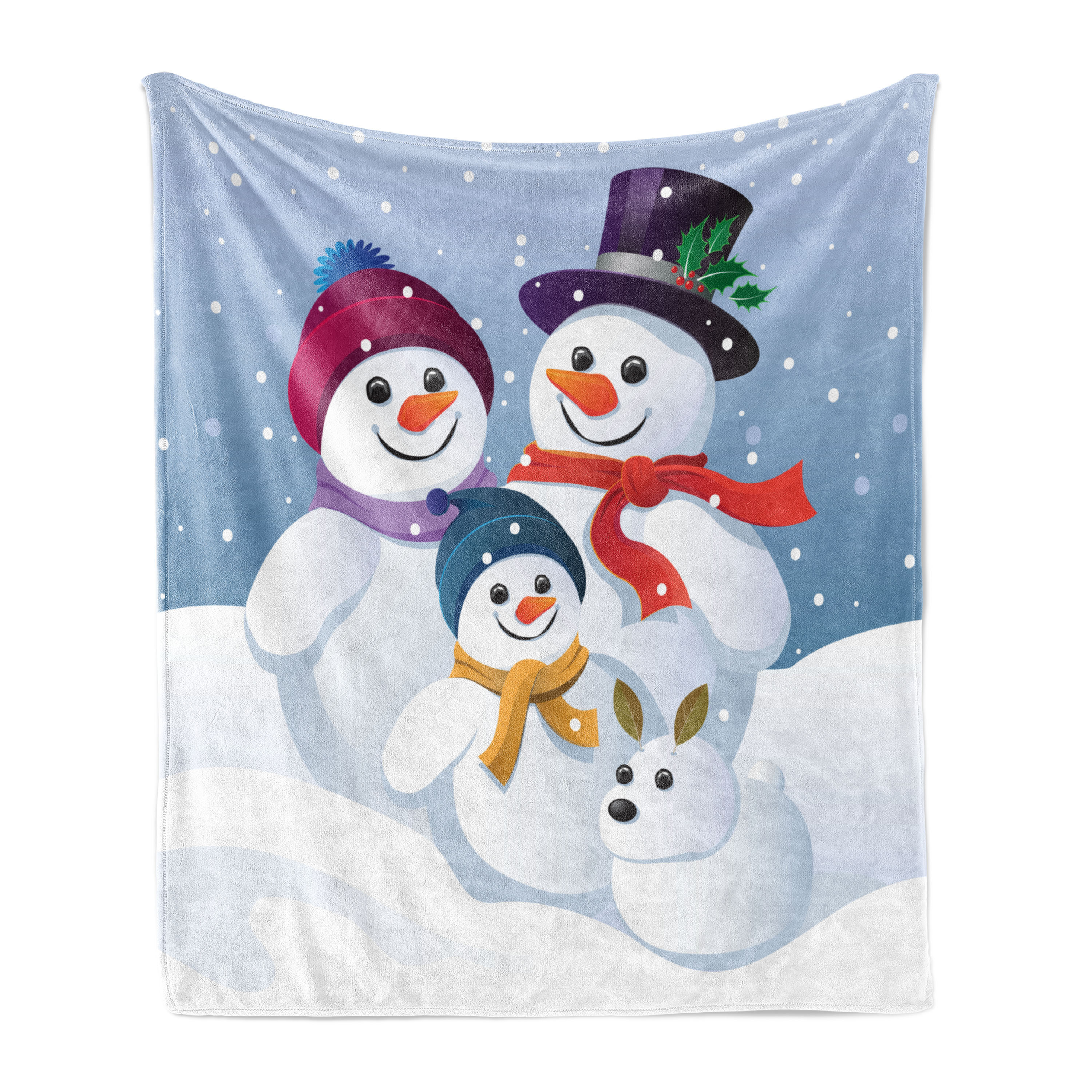 Pattern Print Snowflake Snowman Blanket
