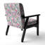 Fauteuil d'appoint décoratif en velours rose et blanc à motif de fleurs tropicales