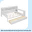 Lit de jour double en bois avec tablettes de rangement, lit multifonctionnel avec deux tiroirs de rangement et bureau d'étude, blanc antique-110702350-110702349