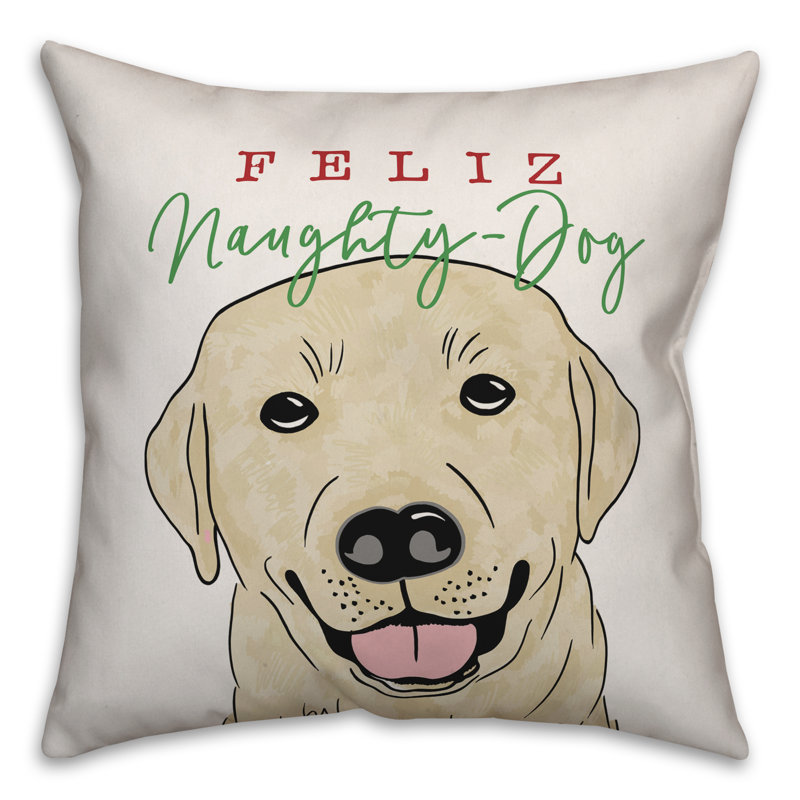  Housse de coussin Feliz Naughty Dog, 18 po x 18 po