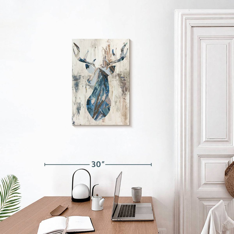 Blue Rhizome Deer Bust, H 24 po x l 16 po