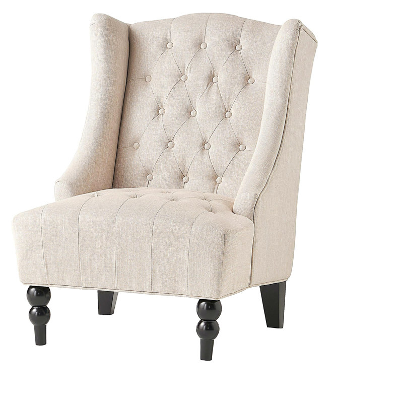 High-Back Club Chair, Light Beige Fabric