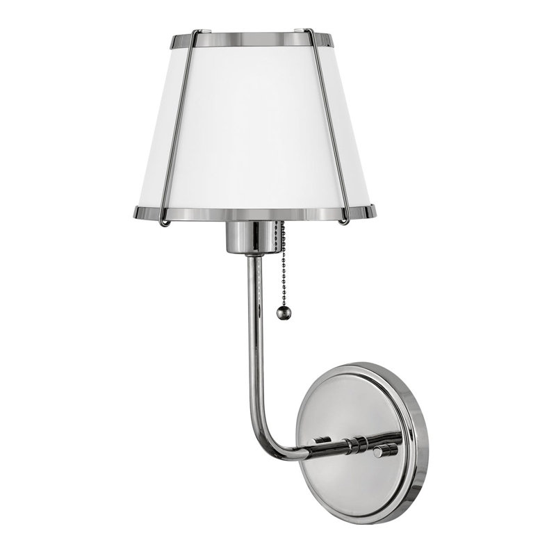 Clarke One Light Medium Wall Sconce with On/Off Pull Chain, Polished Nickel