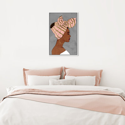 «Fashion And Glam Blush And Golden Wraps Portraits», reproduction d'art sur toile