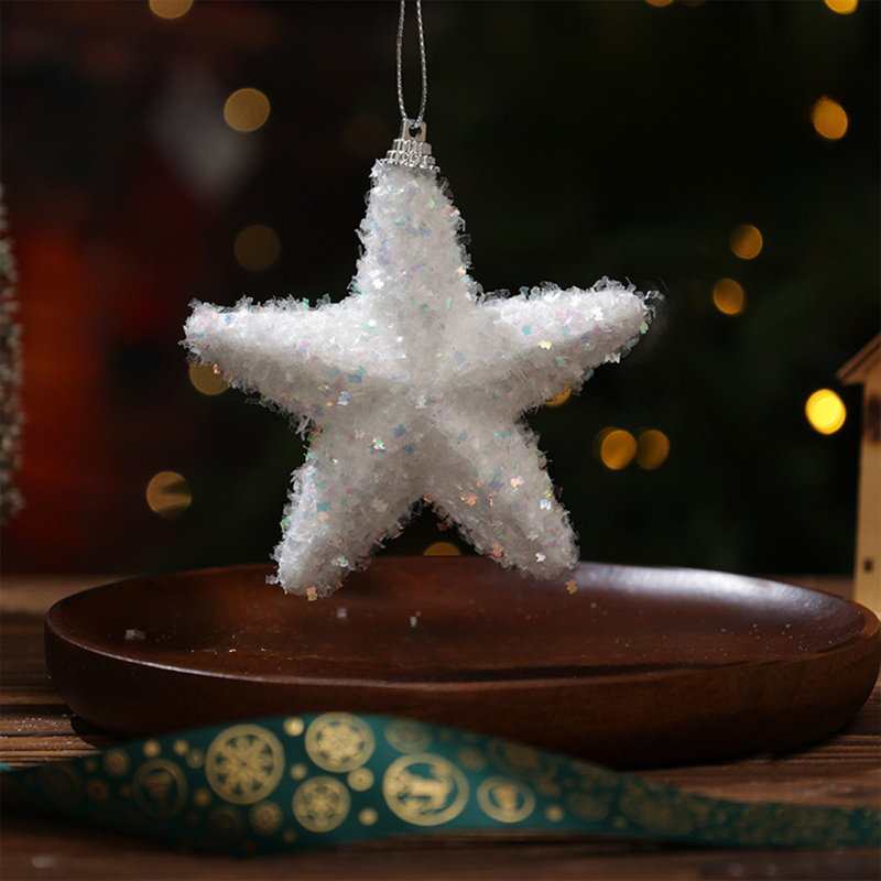 Décorations de Noël, ornements d'arbre de Noël, petits pendentifs, boîtes-cadeaux blanches, étoile à cinq branches, cônes, clochettes, accessoires de suspension
