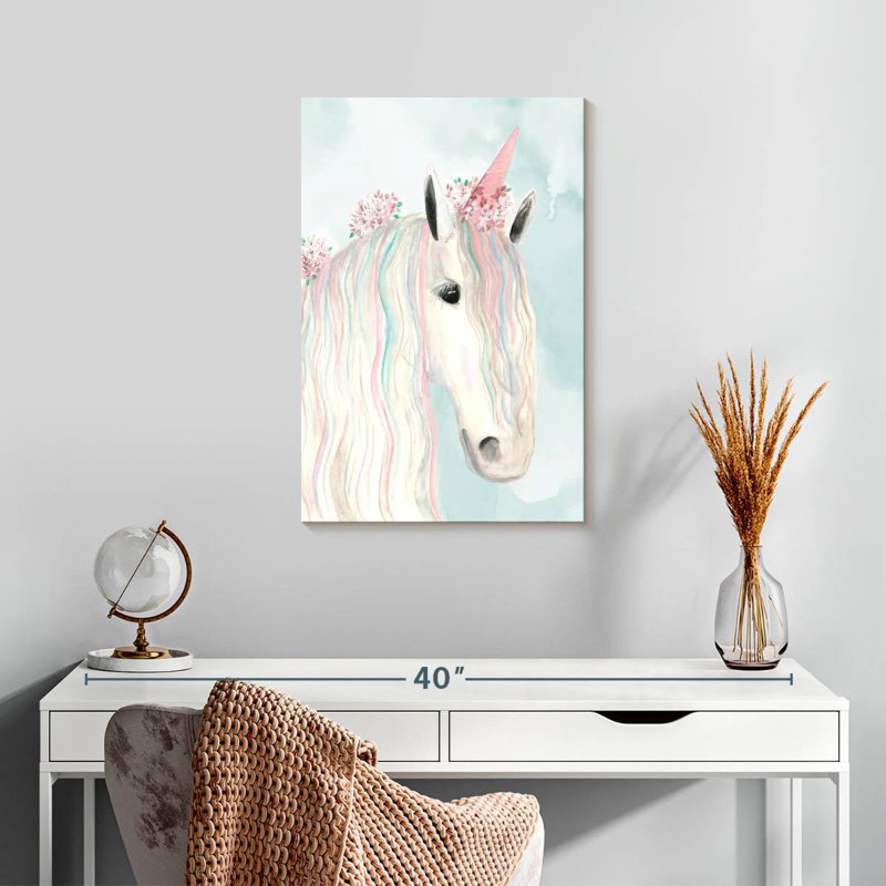Ashelle, licorne, fleurs, H 24 po x l 16 po